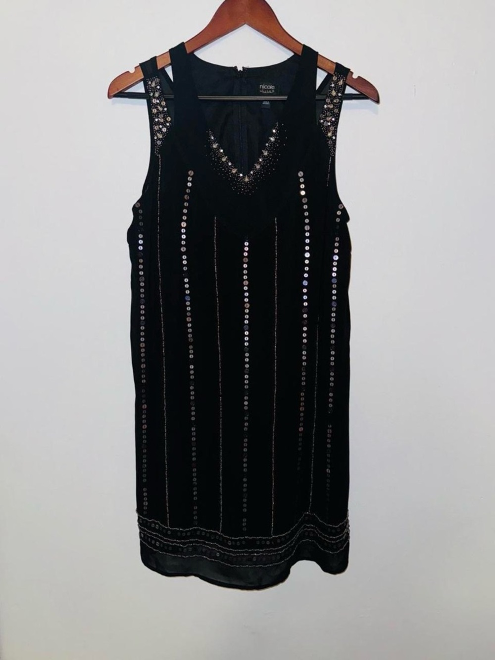 Nicole Black Sequin-Strap Mini Dress